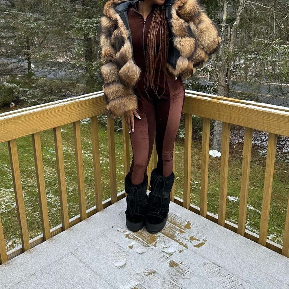 Fashion Nova Brown Velvet Jumpsuit - Picture 2 of 7